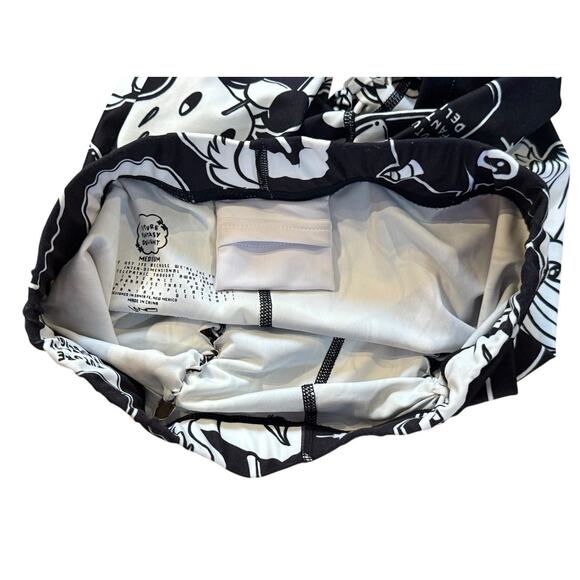 FUTURE FANTASY DELIGHT Slit Weave Graphic Leggings Streetwear Rave Festival Sz M - Picture 8 of 10